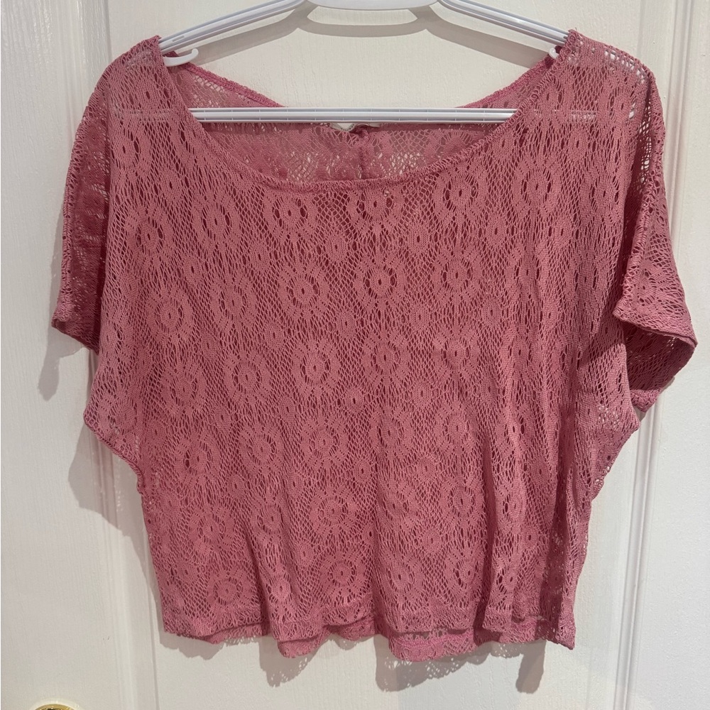 Tea n Rose Pink Boxy Crop Blouse